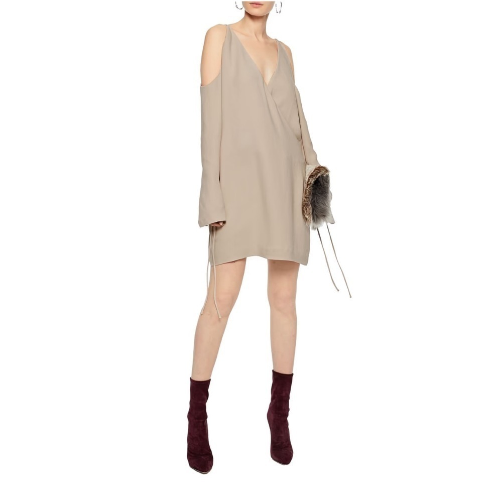 IRO LEBECA Cold-Shoulder Surplice Mini Dress Size 36